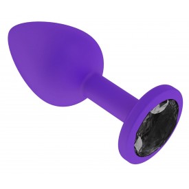 Фиолетовая силиконовая пробка с чёрным кристаллом - 7,3 см.