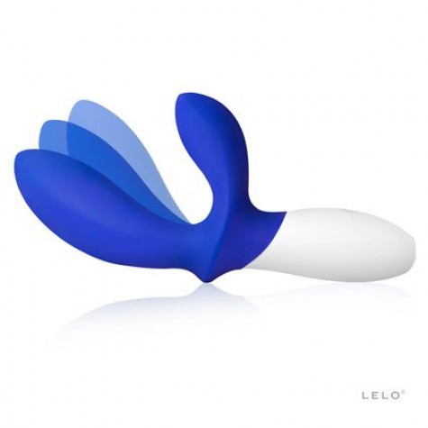 Синий вибромассажёр простаты Loki Wave Federal Blue с отростком для стимуляции промежности - 19,6 см.